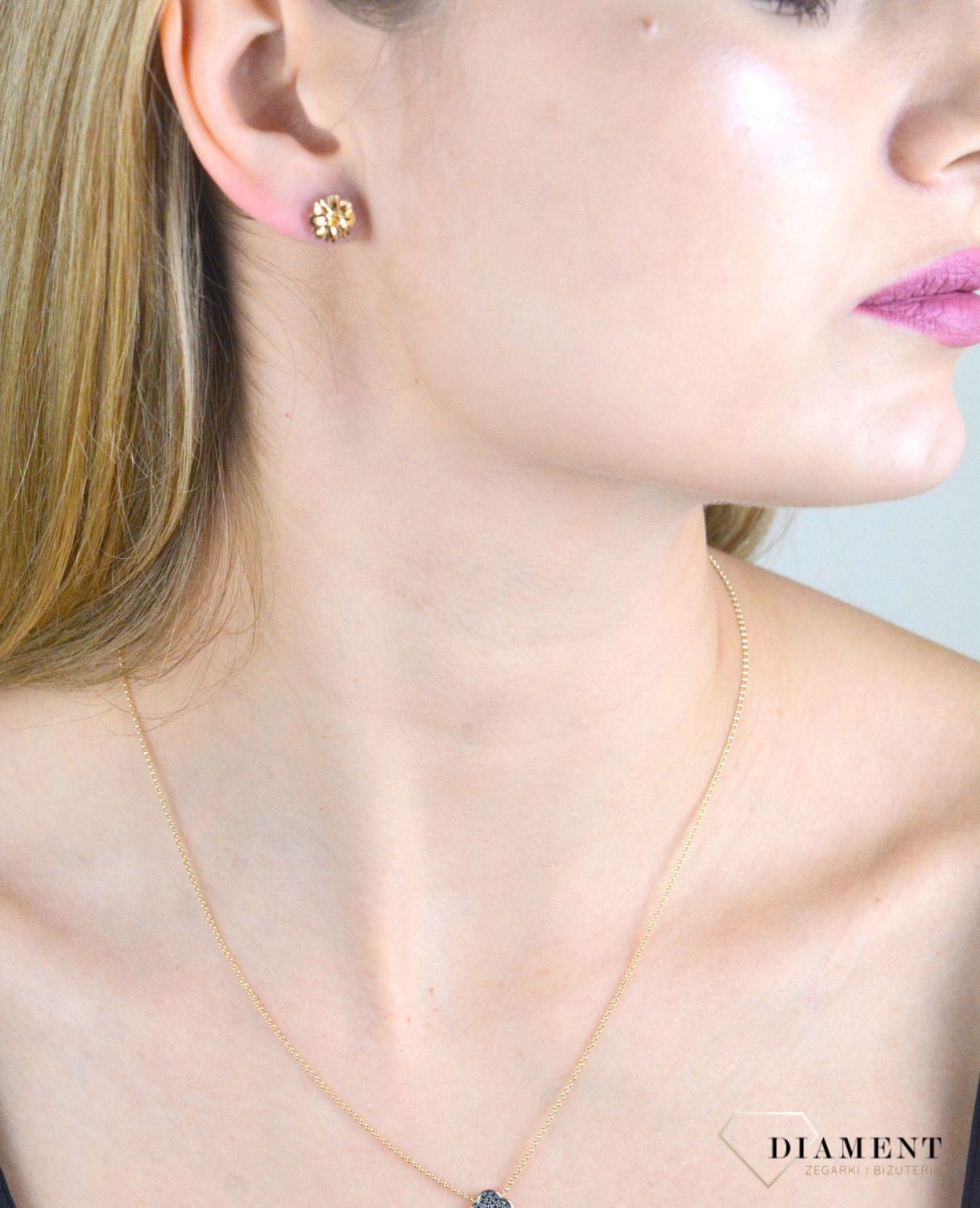 Złote kolczyki damskie 375 kwiatki 3d wkrętki KL 10935 375.jpg